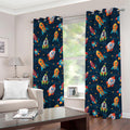 Rockets And Stars Pattern Print Grommet Curtains