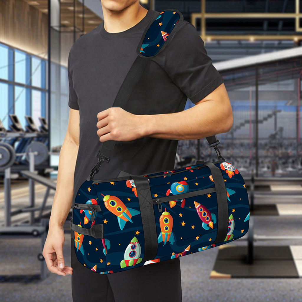 Rockets And Stars Pattern Print Gym Bag