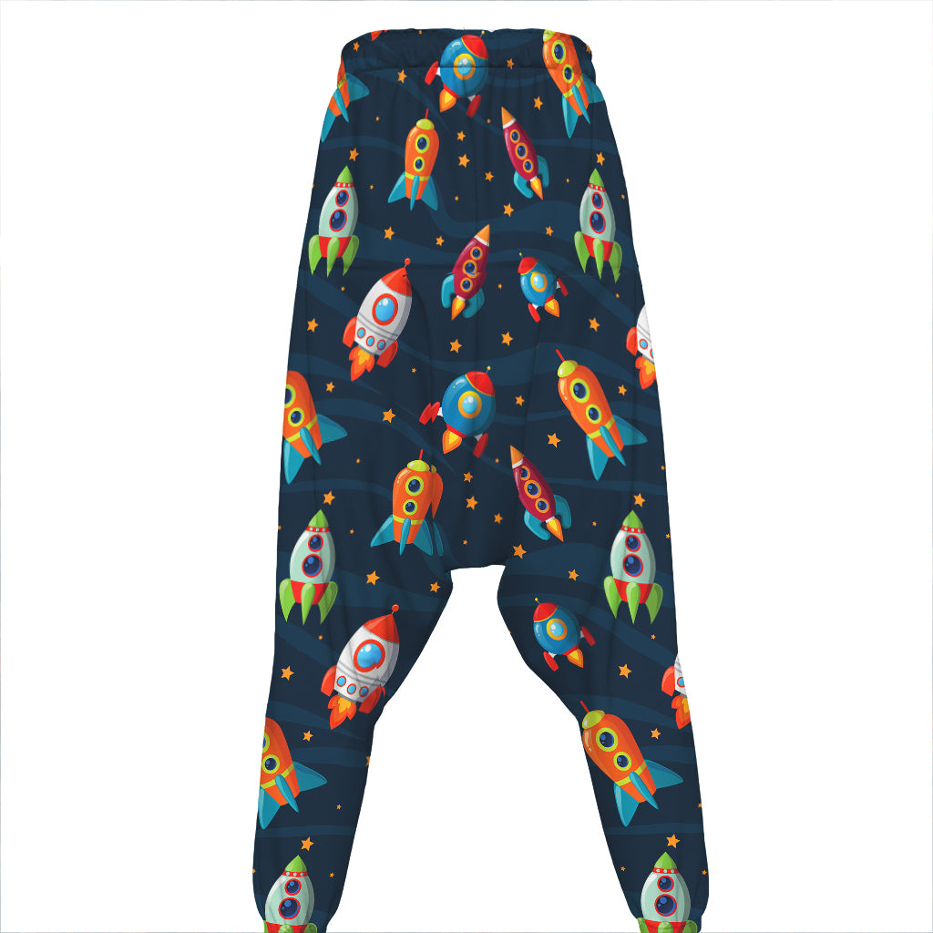Rockets And Stars Pattern Print Hammer Pants