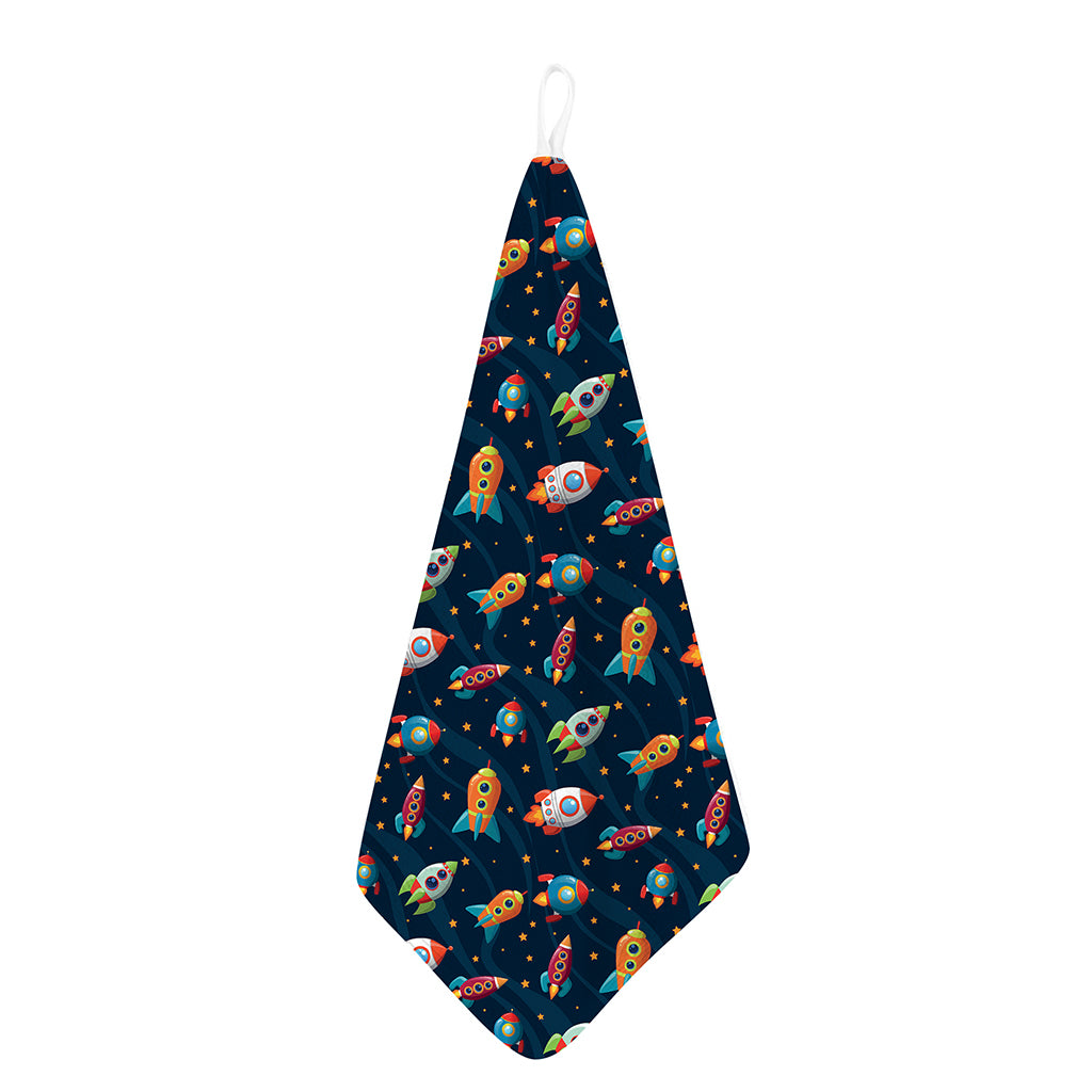 Rockets And Stars Pattern Print Hand Towel