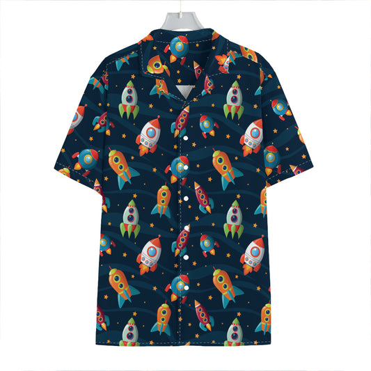 Rockets And Stars Pattern Print Hawaiian Shirt