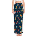 Rockets And Stars Pattern Print High Slit Maxi Skirt
