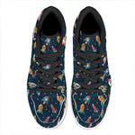 Rockets And Stars Pattern Print High Top Leather Sneakers