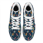 Rockets And Stars Pattern Print High Top Leather Sneakers
