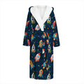 Rockets And Stars Pattern Print Hooded Bathrobe