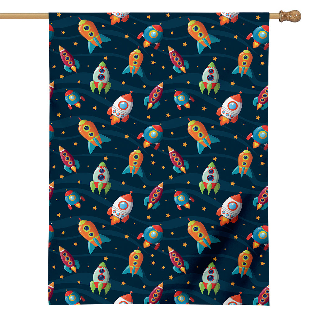 Rockets And Stars Pattern Print House Flag