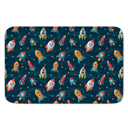 Rockets And Stars Pattern Print Indoor Door Mat