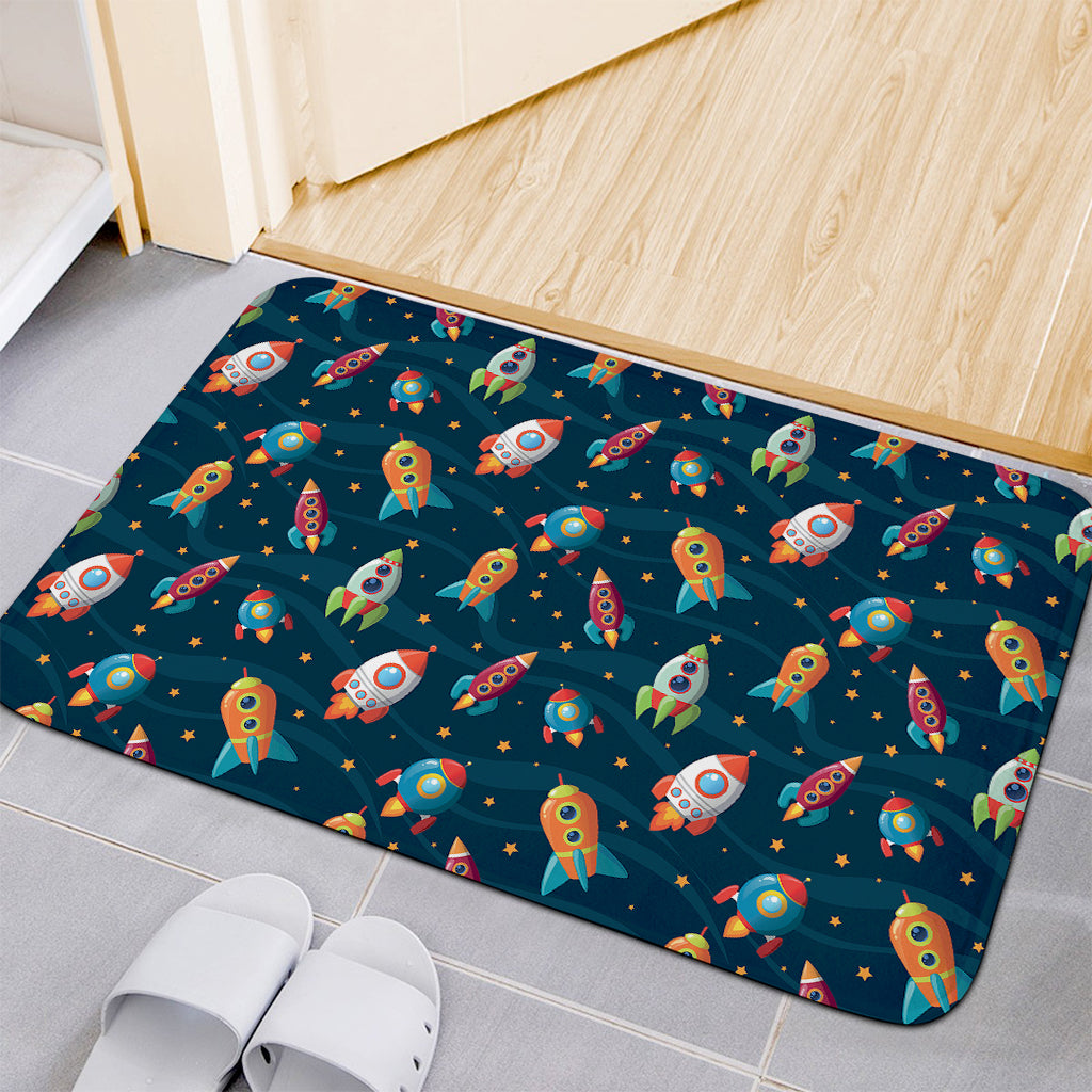 Rockets And Stars Pattern Print Indoor Door Mat