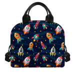Rockets And Stars Pattern Print Insulated Lunch Bag