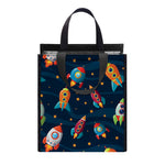 Rockets And Stars Pattern Print Insulated Lunch Tote