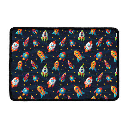 Rockets And Stars Pattern Print Kitchen Mat