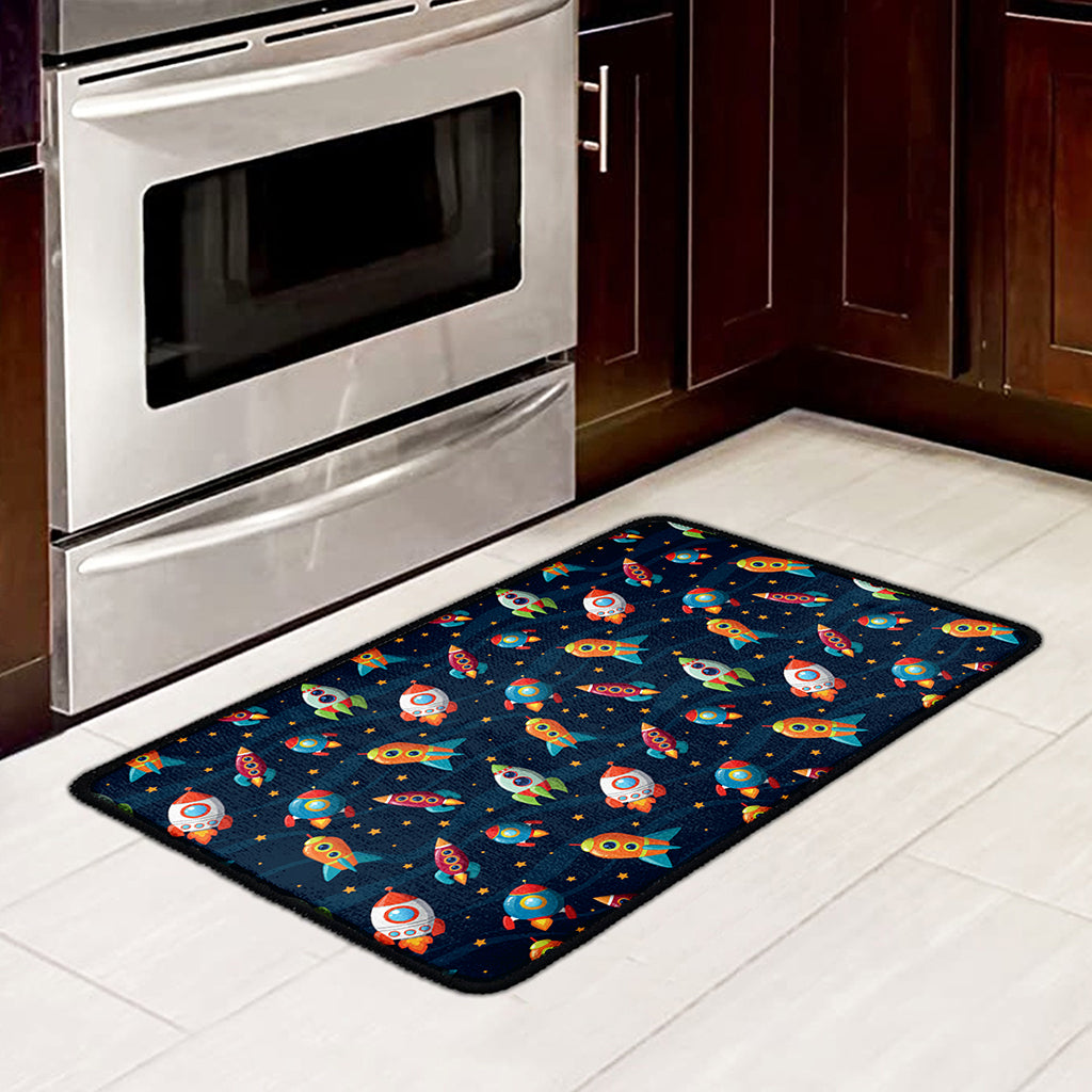 Rockets And Stars Pattern Print Kitchen Mat