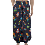 Rockets And Stars Pattern Print Lantern Pants
