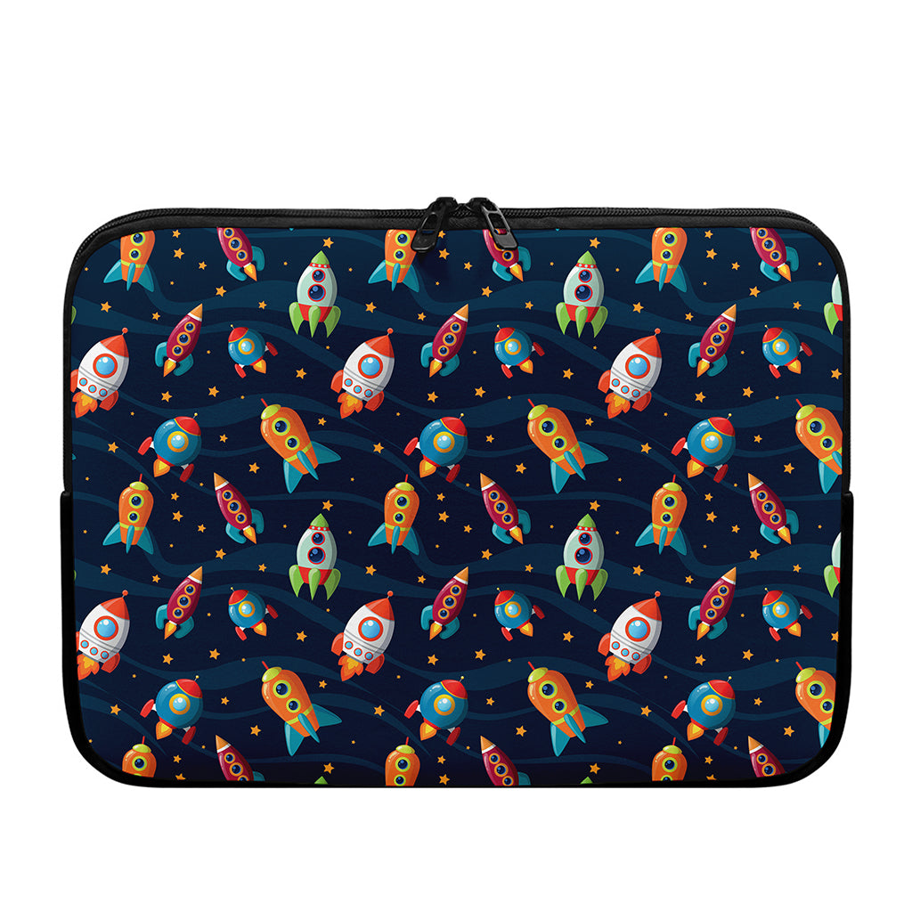 Rockets And Stars Pattern Print Laptop Sleeve