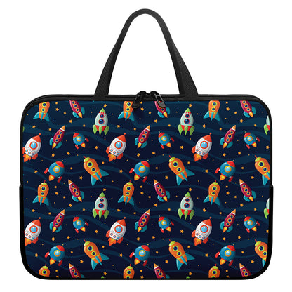 Rockets And Stars Pattern Print Laptop Sleeve With Handle