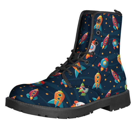 Rockets And Stars Pattern Print Backpack