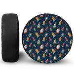 Rockets And Stars Pattern Print Leather Spare Tire Cover