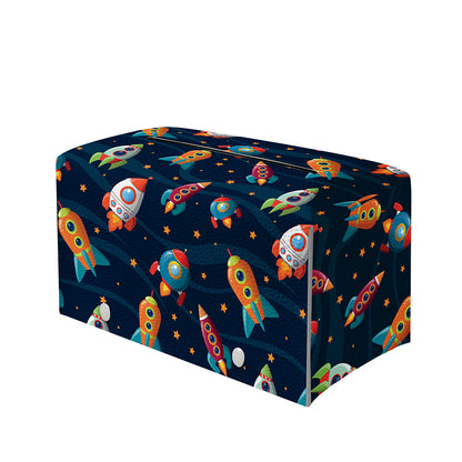 Rockets And Stars Pattern Print Leather Tissue Box Cover
