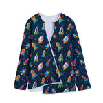 Rockets And Stars Pattern Print Long Sleeve Short Coat