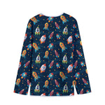 Rockets And Stars Pattern Print Long Sleeve Short Coat