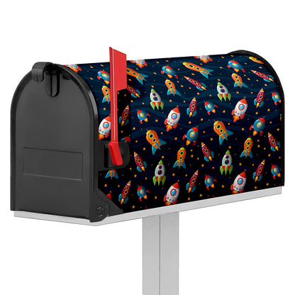 Rockets And Stars Pattern Print Mailbox Cover