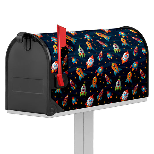 Rockets And Stars Pattern Print Mailbox Cover