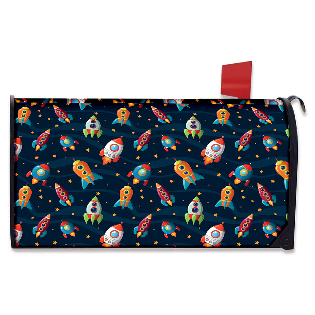 Rockets And Stars Pattern Print Mailbox Cover