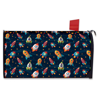 Rockets And Stars Pattern Print Mailbox Cover