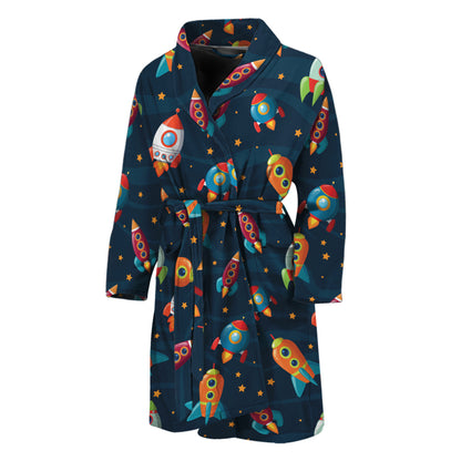Rockets And Stars Pattern Print Men's Bathrobe