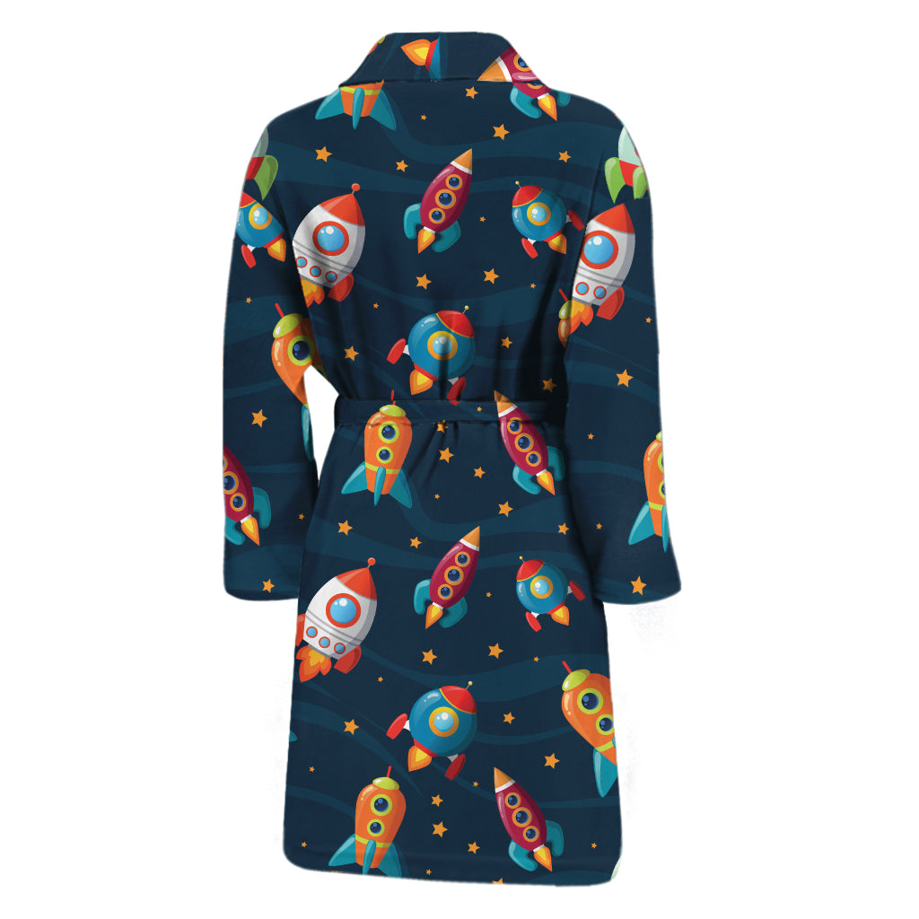 Rockets And Stars Pattern Print Men's Bathrobe
