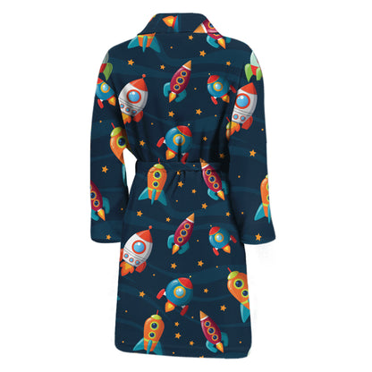 Rockets And Stars Pattern Print Men's Bathrobe