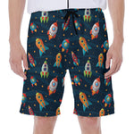 Rockets And Stars Pattern Print Men's Beach Shorts