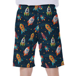 Rockets And Stars Pattern Print Men's Beach Shorts