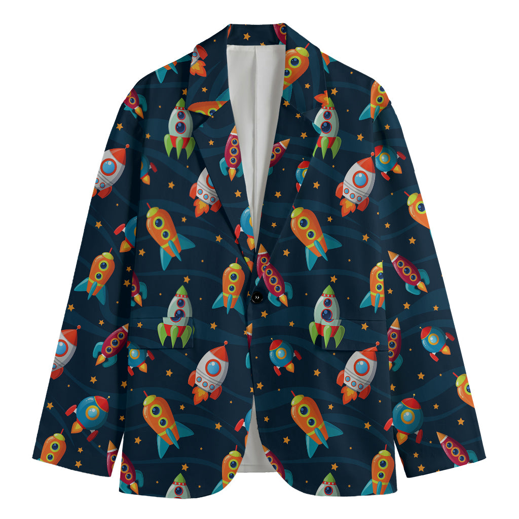 Rockets And Stars Pattern Print Men's Blazer