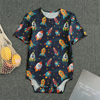 Rockets And Stars Pattern Print Men's Bodysuit