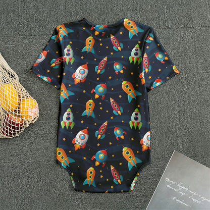 Rockets And Stars Pattern Print Men's Bodysuit
