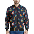 Rockets And Stars Pattern Print Men's Bomber Jacket