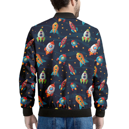 Rockets And Stars Pattern Print Men's Bomber Jacket