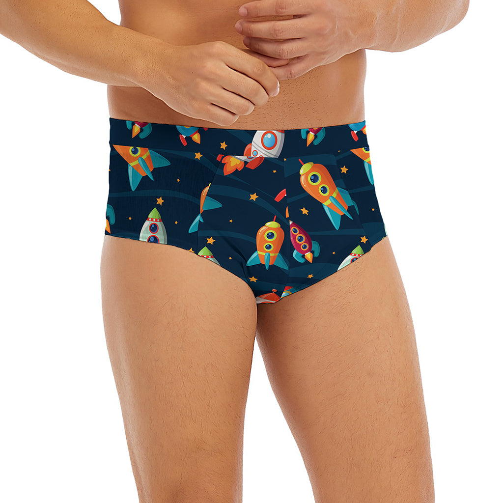 Rockets And Stars Pattern Print Men's Briefs