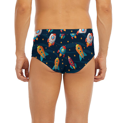 Rockets And Stars Pattern Print Men's Briefs