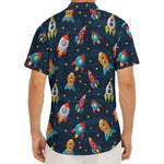 Rockets And Stars Pattern Print Men's Deep V-Neck Shirt