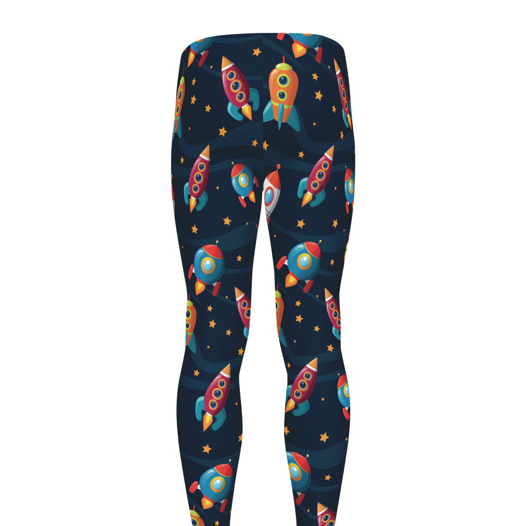 Rockets And Stars Pattern Print Men's leggings