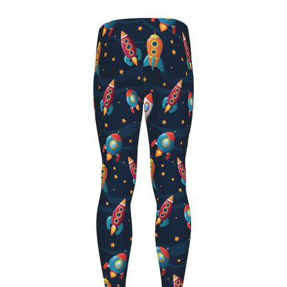 Rockets And Stars Pattern Print Men's leggings
