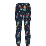 Rockets And Stars Pattern Print Men's leggings