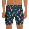 Rockets And Stars Pattern Print Men's Long Boxer Briefs
