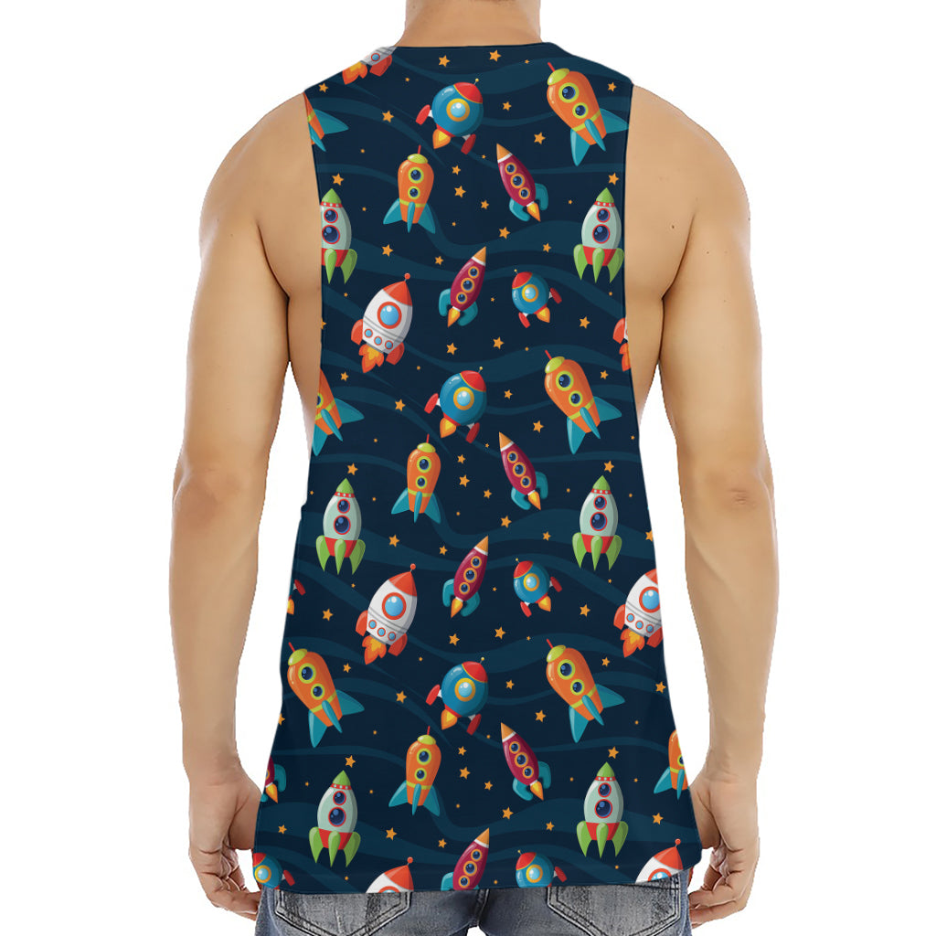 Rockets And Stars Pattern Print Men's Muscle Tank Top