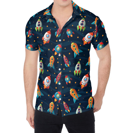 Rockets And Stars Pattern Print Men's Shirt