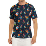 Rockets And Stars Pattern Print Men's Short Sleeve Rash Guard