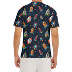 Rockets And Stars Pattern Print Men's Short Sleeve Rash Guard