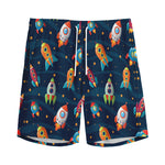 Rockets And Stars Pattern Print Men's Sports Shorts
